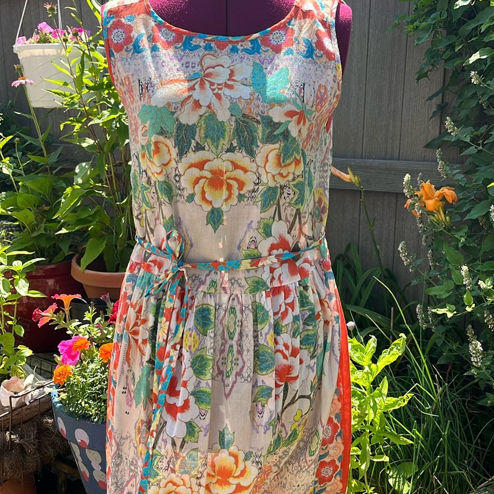 Johnny Was floral cotton dress M